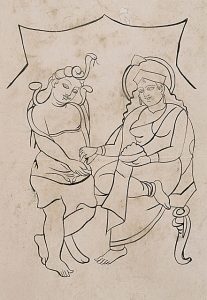 দেবী অন্নপূর্ণা, কালীঘাটের পটচিত্রে, ১৯০০ খ্রিস্টাব্দ